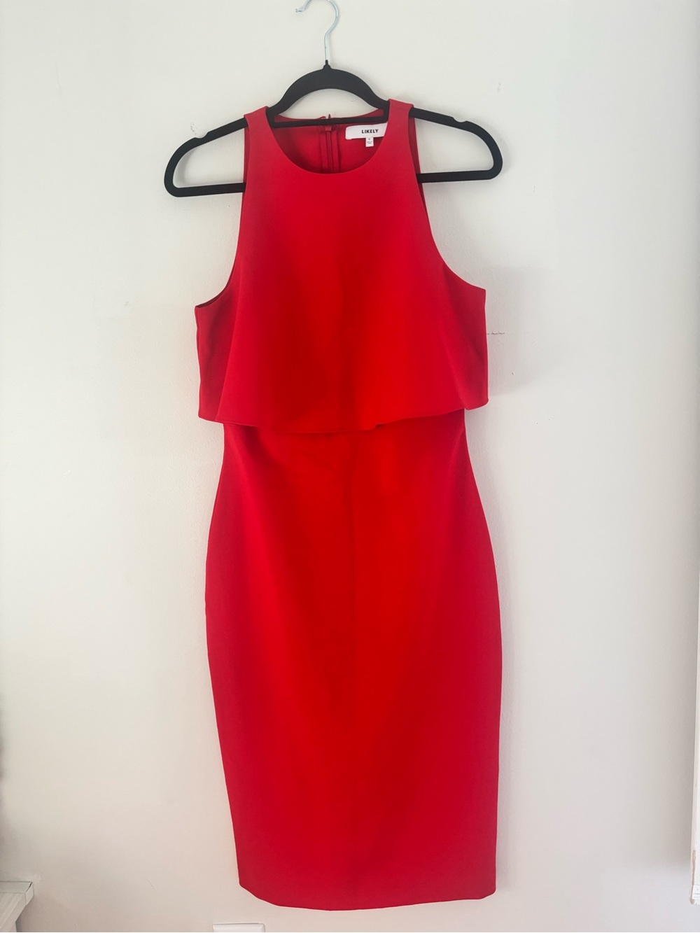 Likely Bright Red Sleeveless Layered Dress Size 6